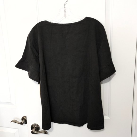Good threads black blouse ruffle sleeve xl - Picture 2 of 6